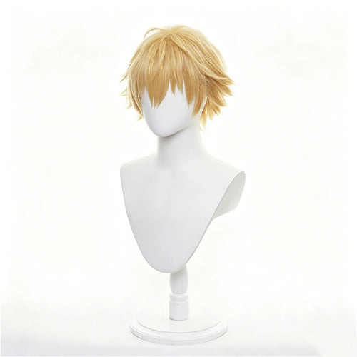 Anime Denji Cosplay Wig Short Golden Short Fluffy Layered Wig Halloween Carnival Comic Con Party Men Women Costume Props Wigs