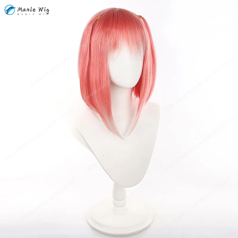 Anime Nakano Nino Cosplay Wig Women Pink Gradient 43cm Short Cosplay Anime Cosplay Wigs Heat Resistant Synthetic Hair + Wig Cap